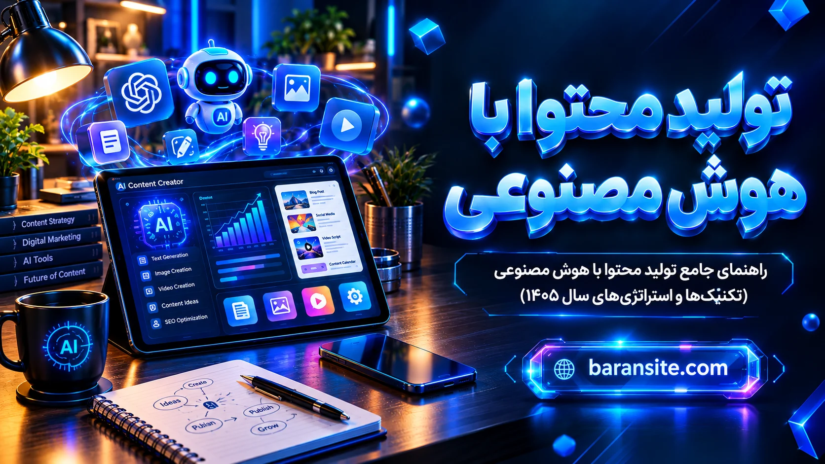 راهنمای جامع تولید محتوا با هوش مصنوعی (تکنیک‌ها و استراتژی‌های سال ۱۴۰۵)